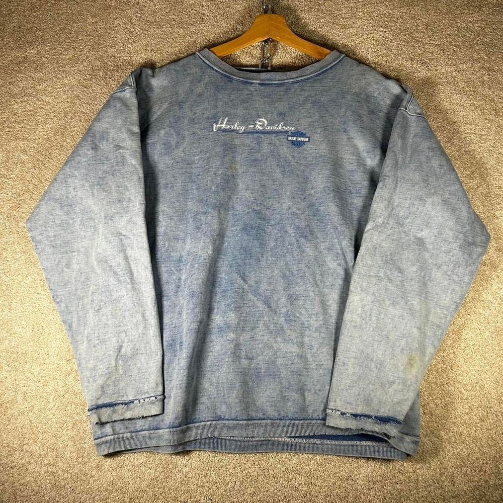 Vintage 1999 Women's Harley Davidson baby blue light weight biker sweatshirt XXL